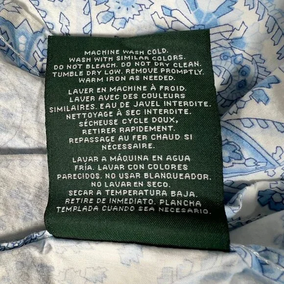 Lauren Ralph Lauren Unisex Paisley White Blue Flat Sheet Full Size - Picture 6 of 6